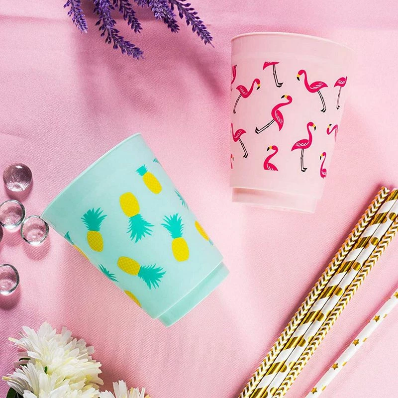 Blue Panda Plastic Party Cups - 24-Pack Reusable Tumblers, 16-Ounce Plastic Cups, Tropical Themed Party Supplies For Bridal Showers, Birthdays, Flamingo And Pineapple Designs, 3.5 X 4.4 X 3.5 Inches 4 Blue Panda Plastic Party Cups - 24-Pack Reusable Tumblers, 16-Ounce Plastic Cups, Tropical Themed Party Supplies For Bridal Showers, Birthdays, Flamingo And Pineapple Designs, 3.5 X 4.4 X 3.5 Inches