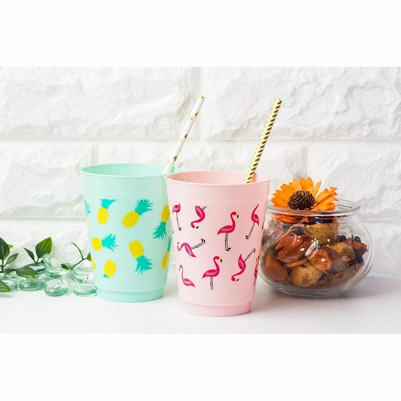 Blue Panda Plastic Party Cups - 24-Pack Reusable Tumblers, 16-Ounce Plastic Cups, Tropical Themed Party Supplies For Bridal Showers, Birthdays, Flamingo And Pineapple Designs, 3.5 X 4.4 X 3.5 Inches 5 Blue Panda Plastic Party Cups - 24-Pack Reusable Tumblers, 16-Ounce Plastic Cups, Tropical Themed Party Supplies For Bridal Showers, Birthdays, Flamingo And Pineapple Designs, 3.5 X 4.4 X 3.5 Inches