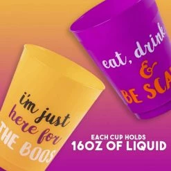 Blue Panda Special Occasions Halloween Plastic Party Cups (16 Oz, 4 Colors, 24-Pack)