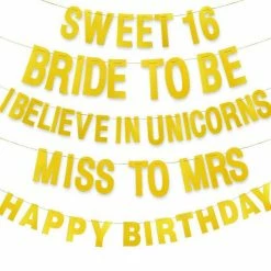 Blue Panda Custom Banner Kit - 121pcs Banner Letters With Numbers And Symbols, Gold Glitter DIY Letter Banner For Birthday, Wedding, Party Decoration Decorations