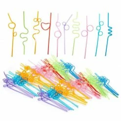 Blue Panda Crazy Straws, Party Supplies For Kid's Birthday Celebration, Classroom Event ( 100 Count)