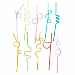 Blue Panda Crazy Straws, Party Supplies For Kid's Birthday Celebration, Classroom Event ( 100 Count)
