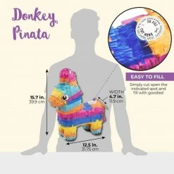 Blue Panda Donkey Pinata For Kids Birthday Party, Cinco De Mayo Decorations (12.5 X 15 X 4.7 In)