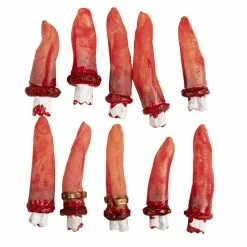 Blue Panda Fake Cut Off Bloody Fingers For Halloween Decorations (10 Piece)