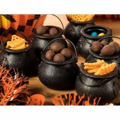Blue Panda Halloween Mini Plastic Cauldrons, Novelty Candy Holder Buckets (24 Pack)