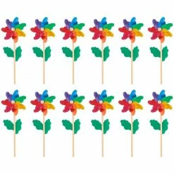 Blue Panda Pinwheels - Pack Of 12, Colorful Pinwheels - Value Pack - Suitable For Garden, Party, Outdoor, Yard, Decoration | Multicolored, 4.5 X 11.2 X 2.1 Inches Party Favors
