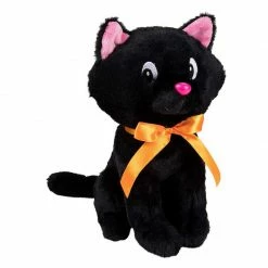Blue Panda Black Cat Stuffed Animal, Sabrina The Cat Halloween Plush (6 X 10 X 11 Inches)