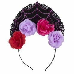Blue Panda Halloween Day Of The Dead Headbands Sugar Skull Rose And Black Lace Crowns (3 Pack)