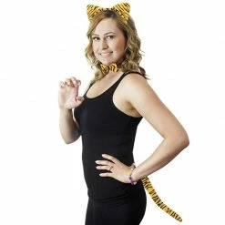 Blue Panda Halloween Tiger Costume - 2-Set Tiger Ears Headband Tail And Bow Tie, Animal Cosplay Kit