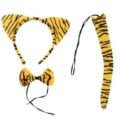 Blue Panda Halloween Tiger Costume - 2-Set Tiger Ears Headband Tail And Bow Tie, Animal Cosplay Kit