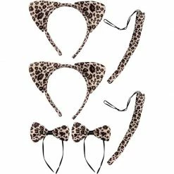 Blue Panda Halloween Leopard Costume - 2-Set Leopard Ears Headband Tail And Bow Tie, Animal Cosplay Kit