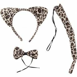 Blue Panda Halloween Leopard Costume - 2-Set Leopard Ears Headband Tail And Bow Tie, Animal Cosplay Kit