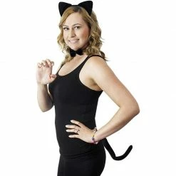 Blue Panda Halloween Black Cat Costume - 2-Set Cat Ears Headband Tail And Bow Tie, Animal Cosplay Kit