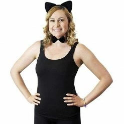 Blue Panda Halloween Black Cat Costume - 2-Set Cat Ears Headband Tail And Bow Tie, Animal Cosplay Kit 11 Blue Panda Halloween Black Cat Costume - 2-Set Cat Ears Headband Tail And Bow Tie, Animal Cosplay Kit