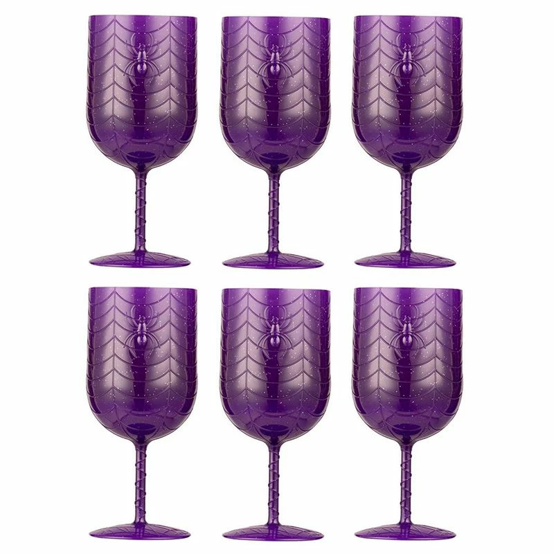 Blue Panda Halloween Plastic Wine Glasses - 6-Pack Party Goblets For Halloween Party Supplies, Purple, Scary Spider Design, 16-Ounce, 3.2 X 3.2 X 7.5 Inches 3 Blue Panda Halloween Plastic Wine Glasses - 6-Pack Party Goblets For Halloween Party Supplies, Purple, Scary Spider Design, 16-Ounce, 3.2 X 3.2 X 7.5 Inches