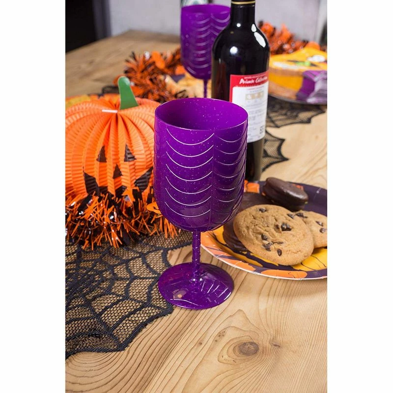 Blue Panda Halloween Plastic Wine Glasses - 6-Pack Party Goblets For Halloween Party Supplies, Purple, Scary Spider Design, 16-Ounce, 3.2 X 3.2 X 7.5 Inches 4 Blue Panda Halloween Plastic Wine Glasses - 6-Pack Party Goblets For Halloween Party Supplies, Purple, Scary Spider Design, 16-Ounce, 3.2 X 3.2 X 7.5 Inches