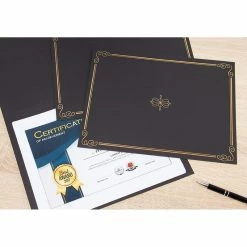 Blue Panda Certificate Holders - 24-Pack Diploma Cover, Document Cover For Letter-Sized Award Certificates, Black, Gold Foil, 11.2 X 8.7 Inches Special Occasions