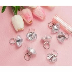 Blue Panda 36-Pack Bulk Jumbo Fake Diamond Rings For Kids Party Favors, Wedding, Bachelorette, & Bridal Decor