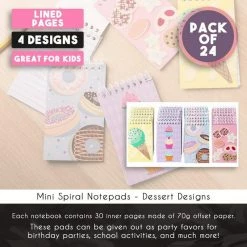 Blue Panda Special Occasions Spiral Notepads With Dessert Design (3 X 5 Inches, 24-Pack)