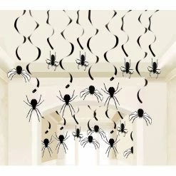 Blue Panda Halloween Spider Paper Ceiling Decorations, Hanging Decor (37.5 In, 30 Pack)