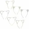 Blue Panda Cat Ear Headbands For Halloween Costumes, Cosplay (Silver, Gold, 6 Pack)