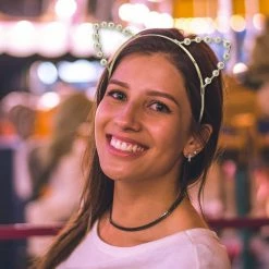 Blue Panda Cat Ear Headbands For Halloween Costumes, Cosplay (Silver, Gold, 6 Pack)