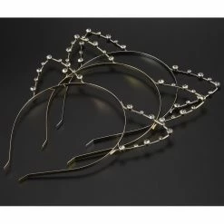 Blue Panda Cat Ear Headbands For Halloween Costumes, Cosplay (Silver, Gold, 6 Pack)