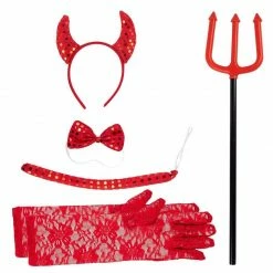 Blue Panda Set Of 5 Devil Accessories For Girls - Halloween Children Costume (Ages 6-14)
