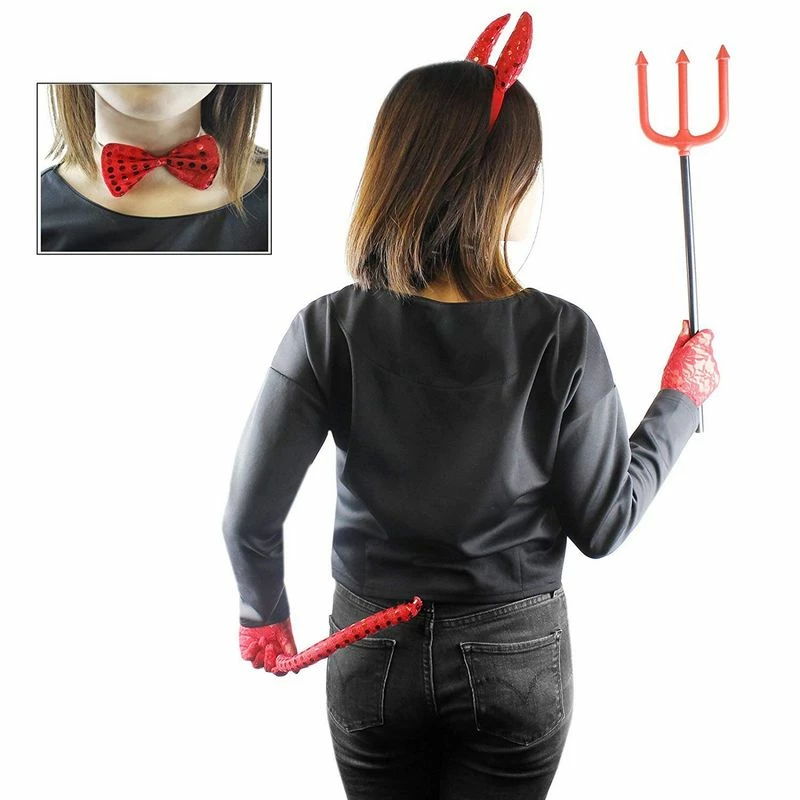 Blue Panda Set Of 5 Devil Accessories For Girls - Halloween Children Costume (Ages 6-14) 4 Blue Panda Set Of 5 Devil Accessories For Girls - Halloween Children Costume (Ages 6-14)