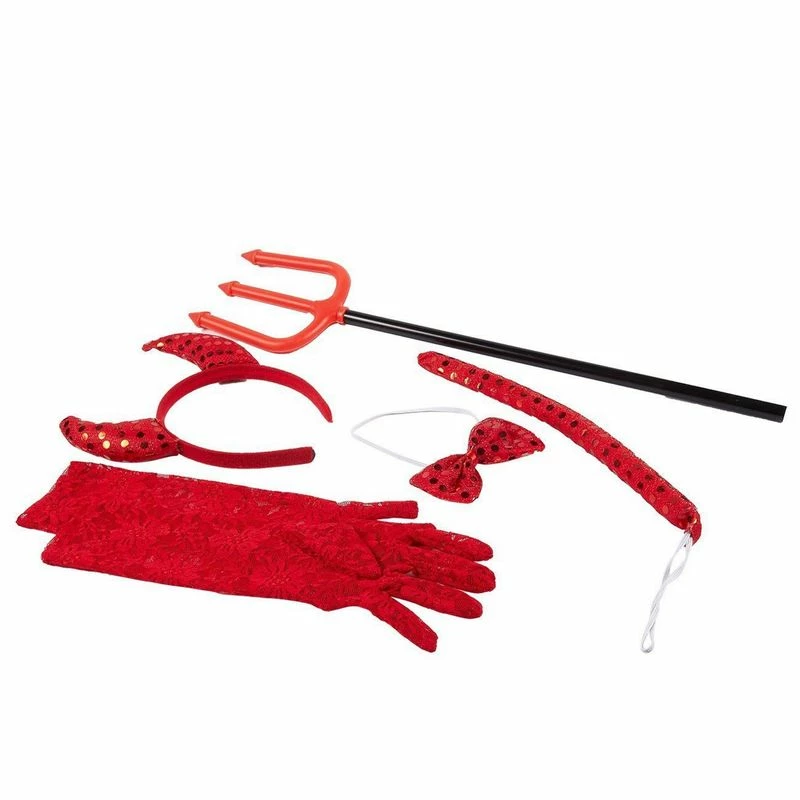 Blue Panda Set Of 5 Devil Accessories For Girls - Halloween Children Costume (Ages 6-14) 7 Blue Panda Set Of 5 Devil Accessories For Girls - Halloween Children Costume (Ages 6-14)