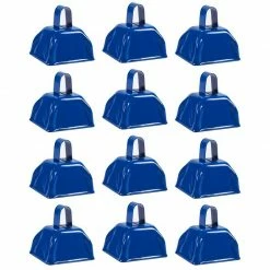 Blue Panda Metal Cowbell With Handle, Blue Noise Maker (3 X 2.8 In, 12 Bells) Special Occasions