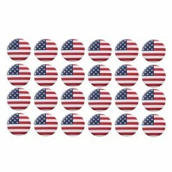 Blue Panda American Flag Round Buttons - 24-Pack Of United States Lapel Round Pins, USA Flag Metal Badge For Fourth Of July, Election, Patriotic Events, 2.25 Inches Diameter