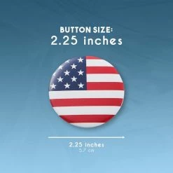 Blue Panda American Flag Round Buttons - 24-Pack Of United States Lapel Round Pins, USA Flag Metal Badge For Fourth Of July, Election, Patriotic Events, 2.25 Inches Diameter