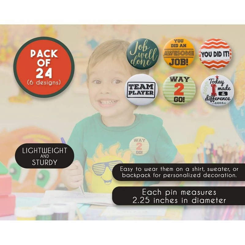 Blue Panda Round Recognition Buttons, Appreciation Pins In 6 Designs (2.25 Inches, 24-Pack) Special Occasions 6 Blue Panda Round Recognition Buttons, Appreciation Pins In 6 Designs (2.25 Inches, 24-Pack) Special Occasions