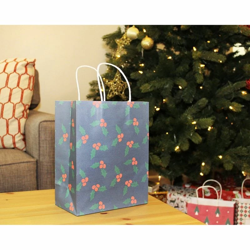 Blue Panda Christmas Gift Wrapping Bags With Handles, Festive Holiday Designs (10 X 4.25 In, 24 Pack) 4 Blue Panda Christmas Gift Wrapping Bags With Handles, Festive Holiday Designs (10 X 4.25 In, 24 Pack)