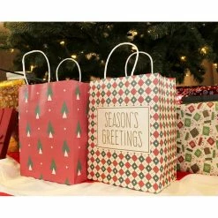Blue Panda Christmas Gift Wrapping Bags With Handles, Festive Holiday Designs (10 X 4.25 In, 24 Pack) 10 Blue Panda Christmas Gift Wrapping Bags With Handles, Festive Holiday Designs (10 X 4.25 In, 24 Pack)