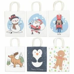 Blue Panda Gift Bags With Handles For Christmas, Kraft Paper Gift Bag (10 X 4.25 X 8 In, 24 Pack)