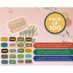 Kids Birthday Blue Panda Reward Tickets, Carnival Prize Tickets (100 Pack)