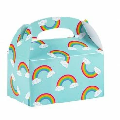 Blue Panda Treat Boxes - 24-Pack Paper Party Favor Boxes, Rainbow Design Goodie Boxes For Birthdays And Events, 2 Dozen Party Gable Boxes, 6 X 3.3 X 3.6 Inches Special Occasions