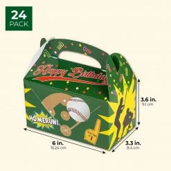 Blue Panda Baseball Party Favor Goodie Boxes For Kids, Sports Themed Take Away Box (24 Pack)