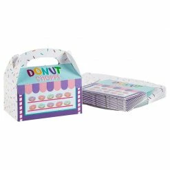 Blue Panda Special Occasions Treat Boxes - 24-Pack Paper Party Favor Boxes, Donut Shop Design Goodie Boxes For Birthdays And Events, 2 Dozen Party Gable Boxes, 6 X 3.3 X 3.6 Inches