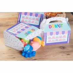 Blue Panda Special Occasions Treat Boxes - 24-Pack Paper Party Favor Boxes, Donut Shop Design Goodie Boxes For Birthdays And Events, 2 Dozen Party Gable Boxes, 6 X 3.3 X 3.6 Inches