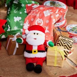 Blue Panda Christmas Plush Toy, Santa Stuffed Animal For Kids Gifts (7.5 X 10.7 X 3 In)