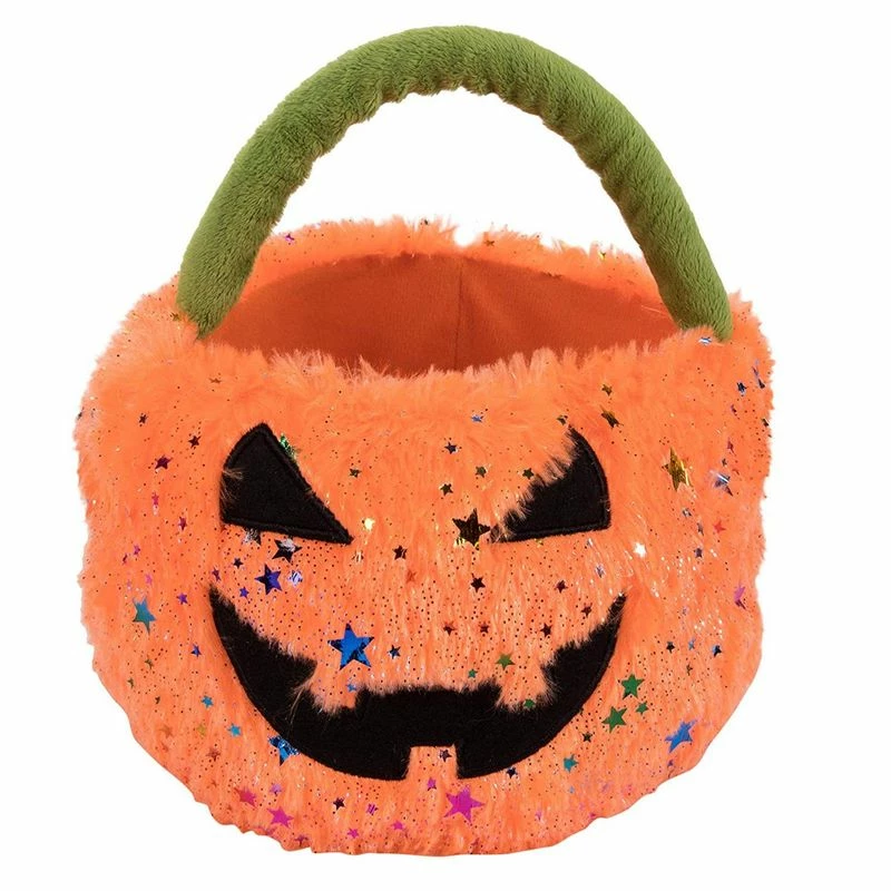 Blue Panda Plush Jack-O-Lantern Trick Or Treat Bag For Halloween (8 X 7.7 X 8 Inches) 3 Blue Panda Plush Jack-O-Lantern Trick Or Treat Bag For Halloween (8 X 7.7 X 8 Inches)