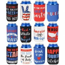 Blue Panda Funny Patriotic Beer Can Sleeves For 4th Of July, Memorial Day (12 Pack)
