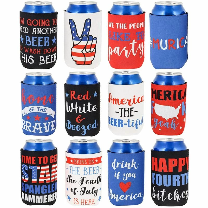 Blue Panda Funny Patriotic Beer Can Sleeves For 4th Of July, Memorial Day (12 Pack) 3 Blue Panda Funny Patriotic Beer Can Sleeves For 4th Of July, Memorial Day (12 Pack)
