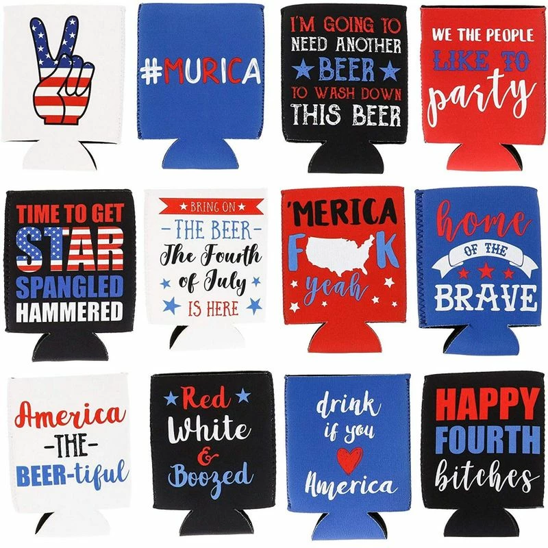 Blue Panda Funny Patriotic Beer Can Sleeves For 4th Of July, Memorial Day (12 Pack) 5 Blue Panda Funny Patriotic Beer Can Sleeves For 4th Of July, Memorial Day (12 Pack)