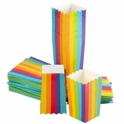 Blue Panda Decorations Mini Rainbow Popcorn Party Favor Boxes (100 Pack)