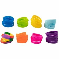 Blue Panda Silicone Bracelet - 48-Pack Blank Rubber Wristbands For Sports Teams, Games, Kids Play, Party Favors, 8 Colors, Circumference: 8.1 Inches, Width: 0.4 Inches