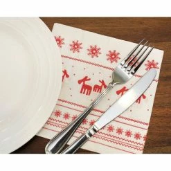 Blue Panda Reindeer Paper Napkins For Christmas Party (6.5 X 6.5 Inches, 100 Pack)